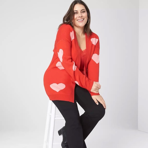 Lane Bryant Sweaters - Lane Bryant Red Heart Cardigan 22/24